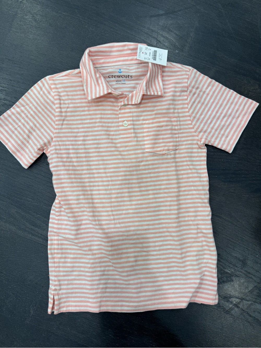 Crewcuts Pink & White Striped Polo